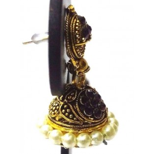 Golden Oxidized Earrings Ethnic Imitation Jewelry Chandelier Dangle Drop - EA36
